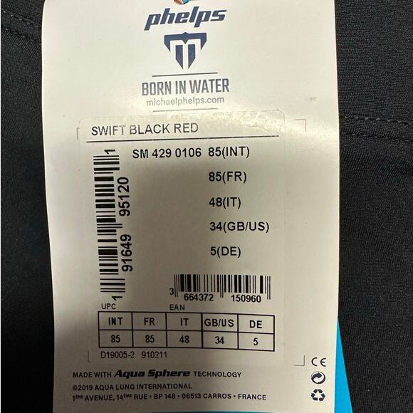 NWT Phelps Black and Red Swift Training Series Swim Jammers  Size M - Picture 6 of 10